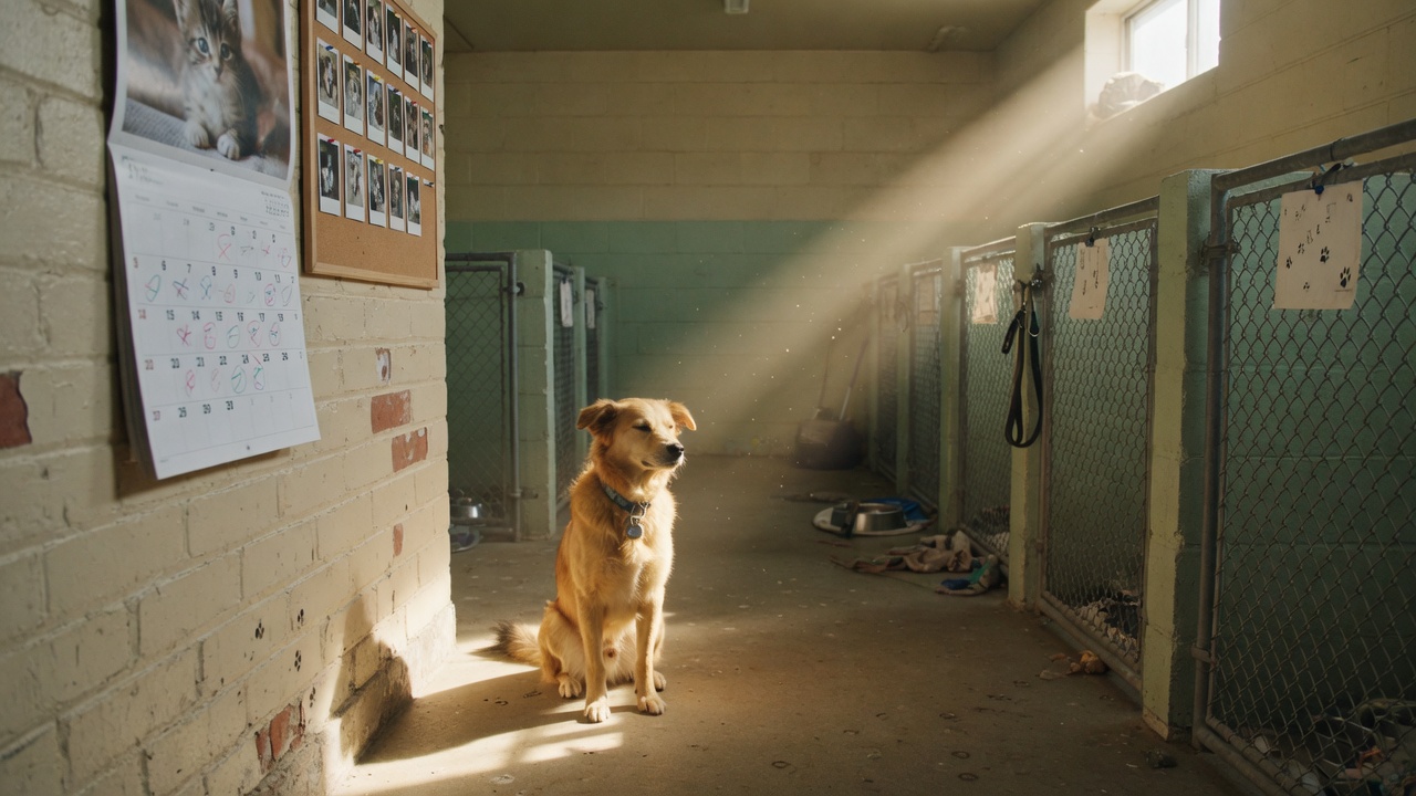 A rescue hallway with a calendar on the wall
